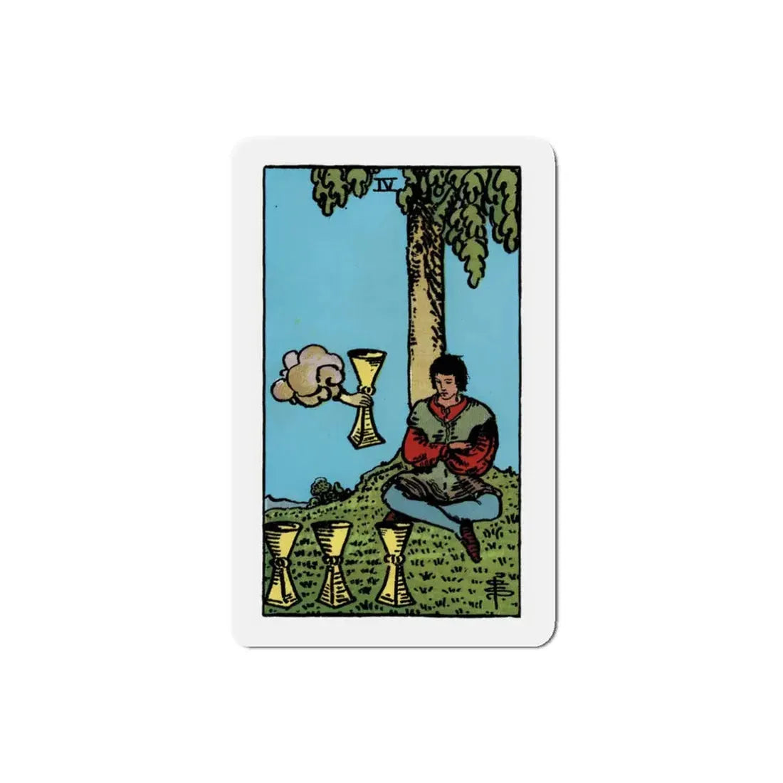 The 4 of Cups (Tarot Card) Refrigerator Magnet 3 Inch - The Sticker Space