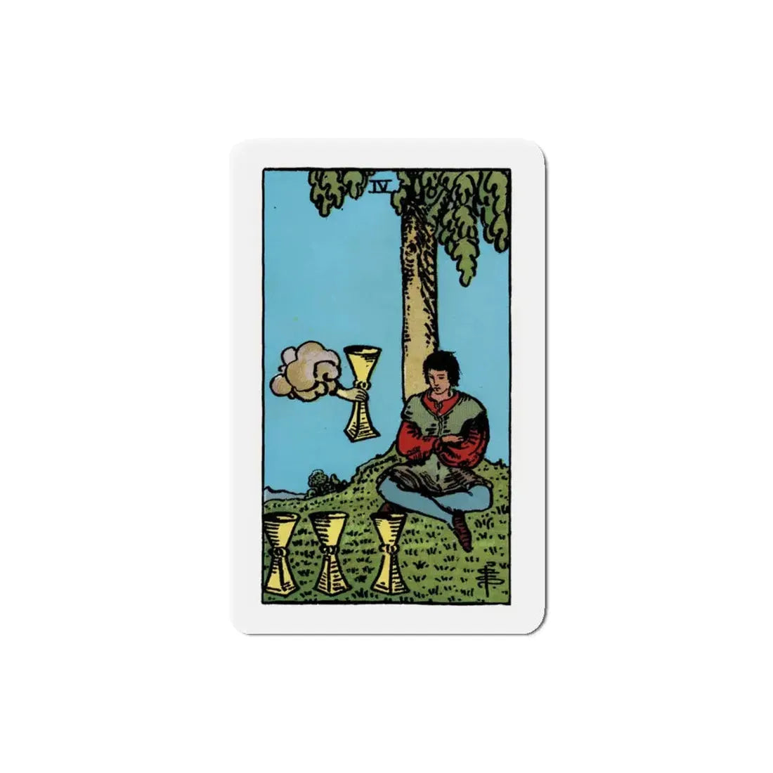 The 4 of Cups (Tarot Card) Refrigerator Magnet 4 Inch - The Sticker Space