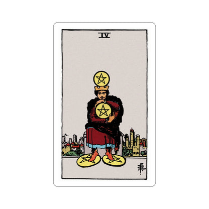 The 4 of Pentacles (Rider Waite Tarot Deck) STICKER Vinyl Die-Cut Decal-4 Inch-The Sticker Space