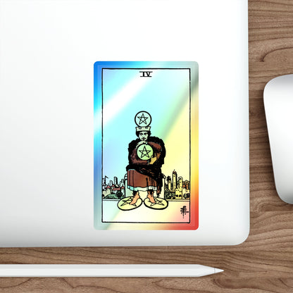 The 4 of Pentacles (Tarot Card) Holographic STICKER Die-Cut Vinyl Decal-The Sticker Space