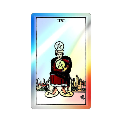 The 4 of Pentacles (Tarot Card) Holographic STICKER Die-Cut Vinyl Decal-4 Inch-The Sticker Space