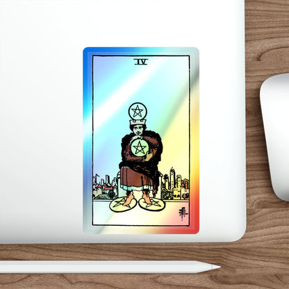 The 4 of Pentacles (Tarot Card) Holographic STICKER Die-Cut Vinyl Decal-The Sticker Space