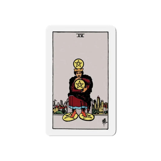 The 4 of Pentacles (Tarot Card) Refrigerator Magnet 2 Inch - The Sticker Space