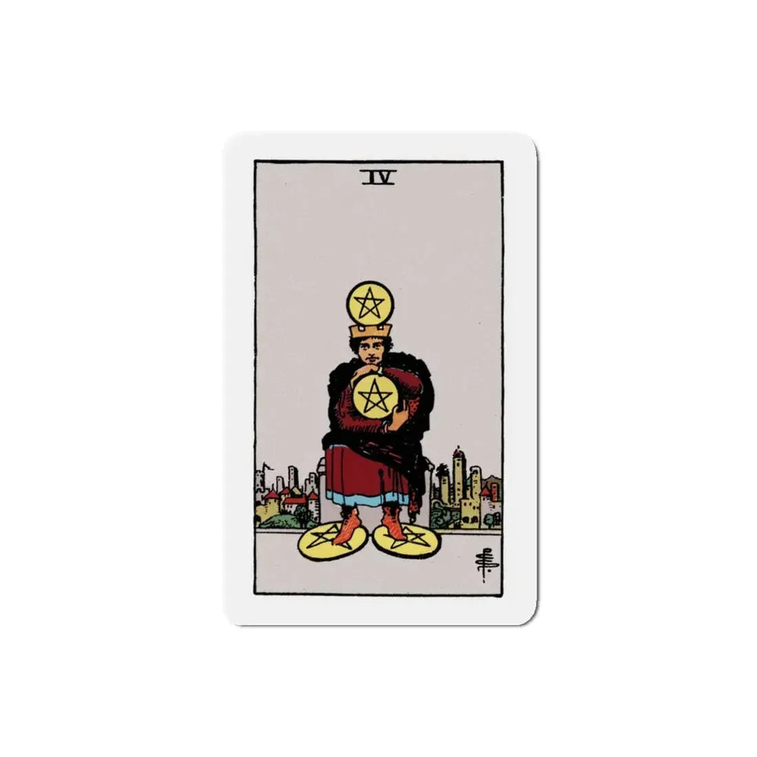 The 4 of Pentacles (Tarot Card) Refrigerator Magnet 3 Inch - The Sticker Space