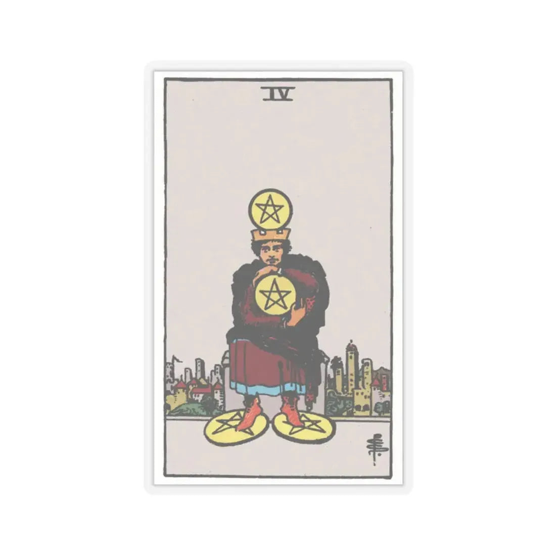 The 4 of Pentacles (Tarot Card) STICKER Vinyl Kiss-Cut Decal 2 Inch Transparent - The Sticker Space