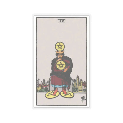 The 4 of Pentacles (Tarot Card) STICKER Vinyl Kiss-Cut Decal 2 Inch Transparent - The Sticker Space