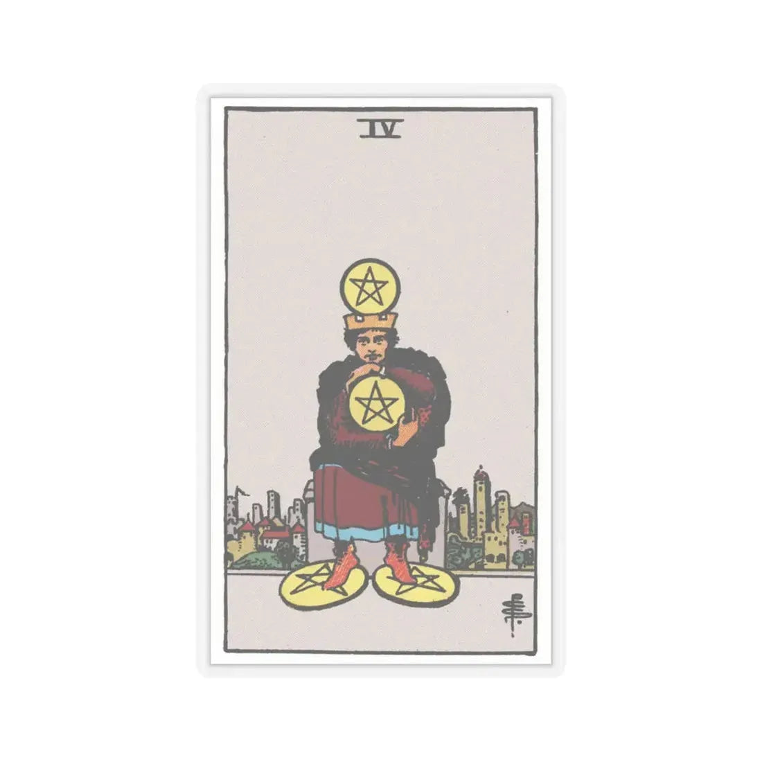 The 4 of Pentacles (Tarot Card) STICKER Vinyl Kiss-Cut Decal 3 Inch Transparent - The Sticker Space