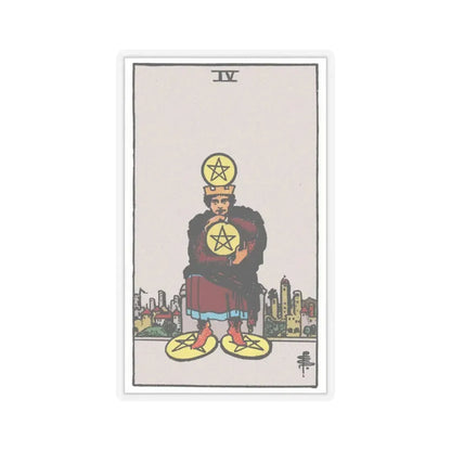 The 4 of Pentacles (Tarot Card) STICKER Vinyl Kiss-Cut Decal 3 Inch Transparent - The Sticker Space