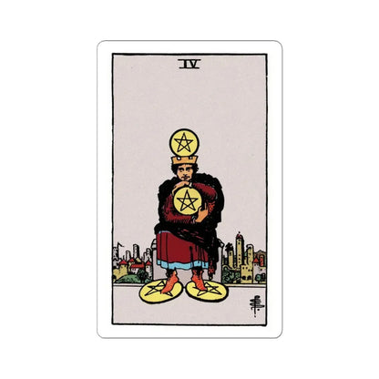 The 4 of Pentacles (Tarot Card) STICKER Vinyl Kiss-Cut Decal 4 Inch White - The Sticker Space