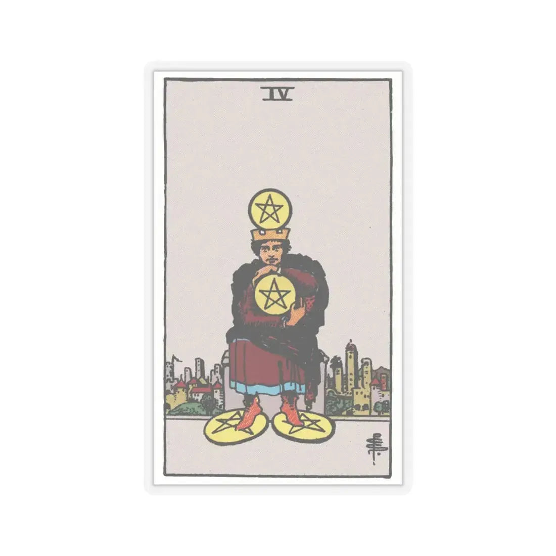 The 4 of Pentacles (Tarot Card) STICKER Vinyl Kiss-Cut Decal 6 Inch Transparent - The Sticker Space