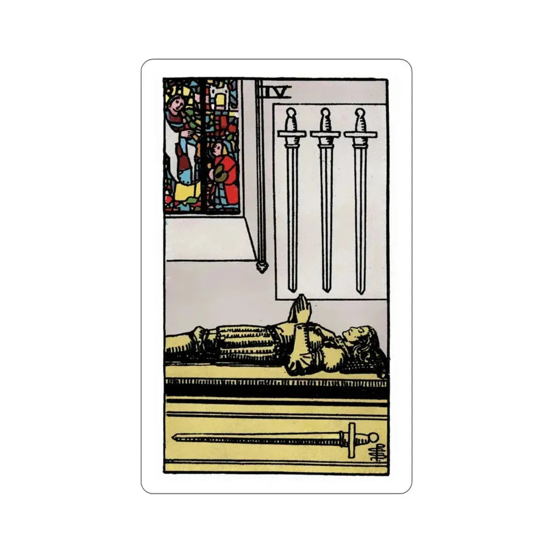 The 4 of Swords (Rider Waite Tarot Deck) STICKER Vinyl Die-Cut Decal 3 Inch - The Sticker Space