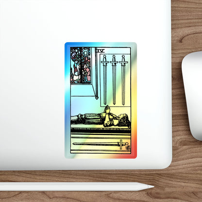 The 4 of Swords (Tarot Card) Holographic STICKER Die-Cut Vinyl Decal-The Sticker Space