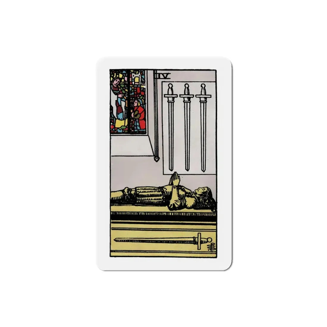 The 4 of Swords (Tarot Card) Refrigerator Magnet 3 Inch - The Sticker Space