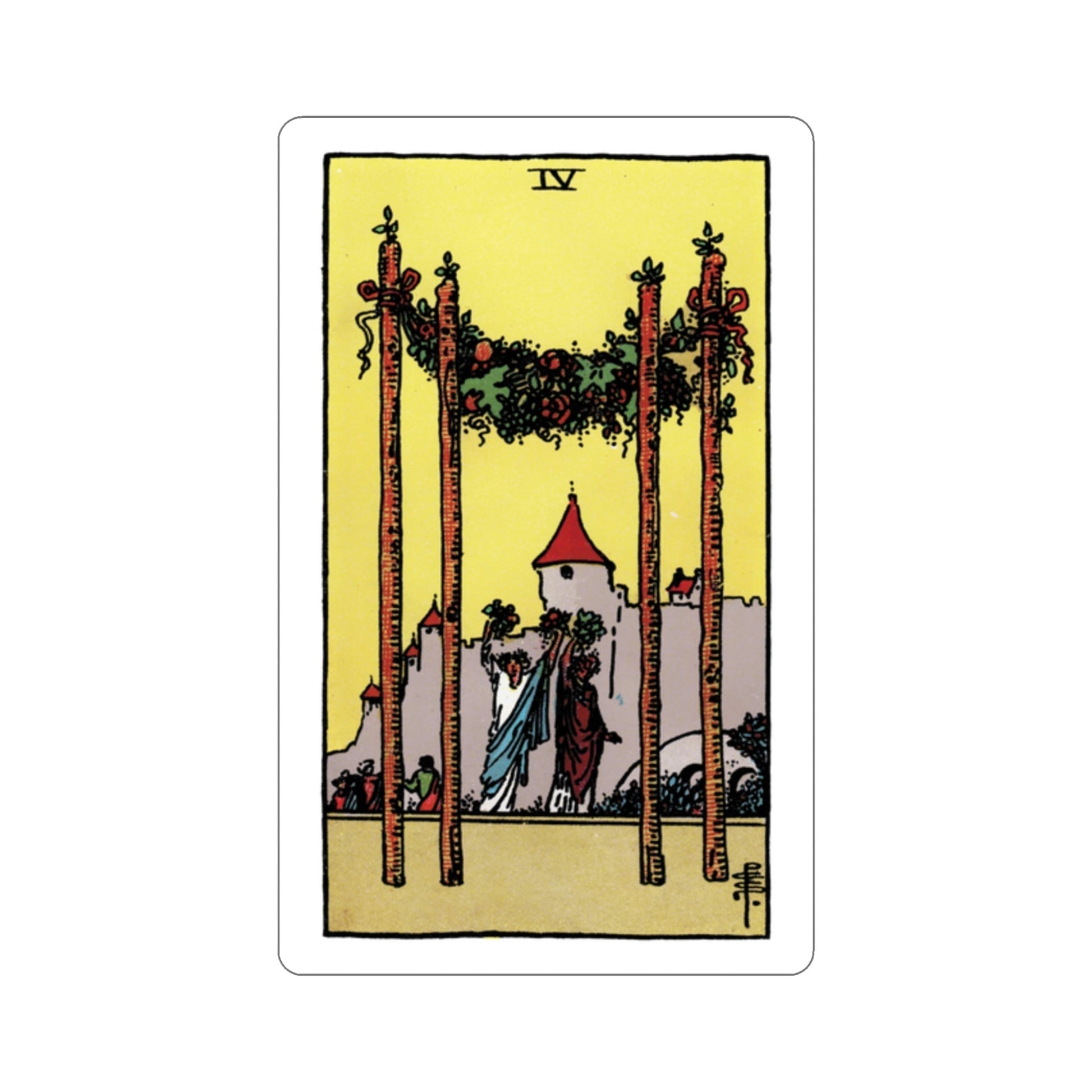 The 4 of Wands (Rider Waite Tarot Deck) STICKER Vinyl Die-Cut Decal-2 Inch-The Sticker Space