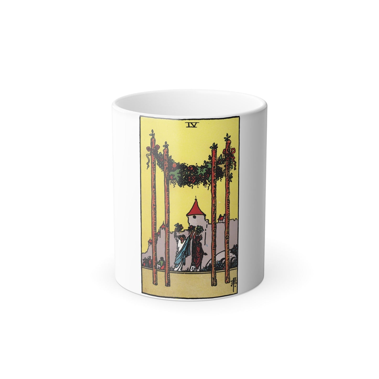 The 4 of Wands (Tarot Card) Color Changing Mug 11oz-11oz-The Sticker Space