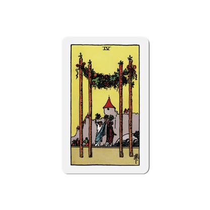 The 4 of Wands (Tarot Card) Die-Cut Magnet-3 Inch-The Sticker Space