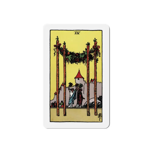 The 4 of Wands (Tarot Card) Refrigerator Magnet 2 Inch - The Sticker Space