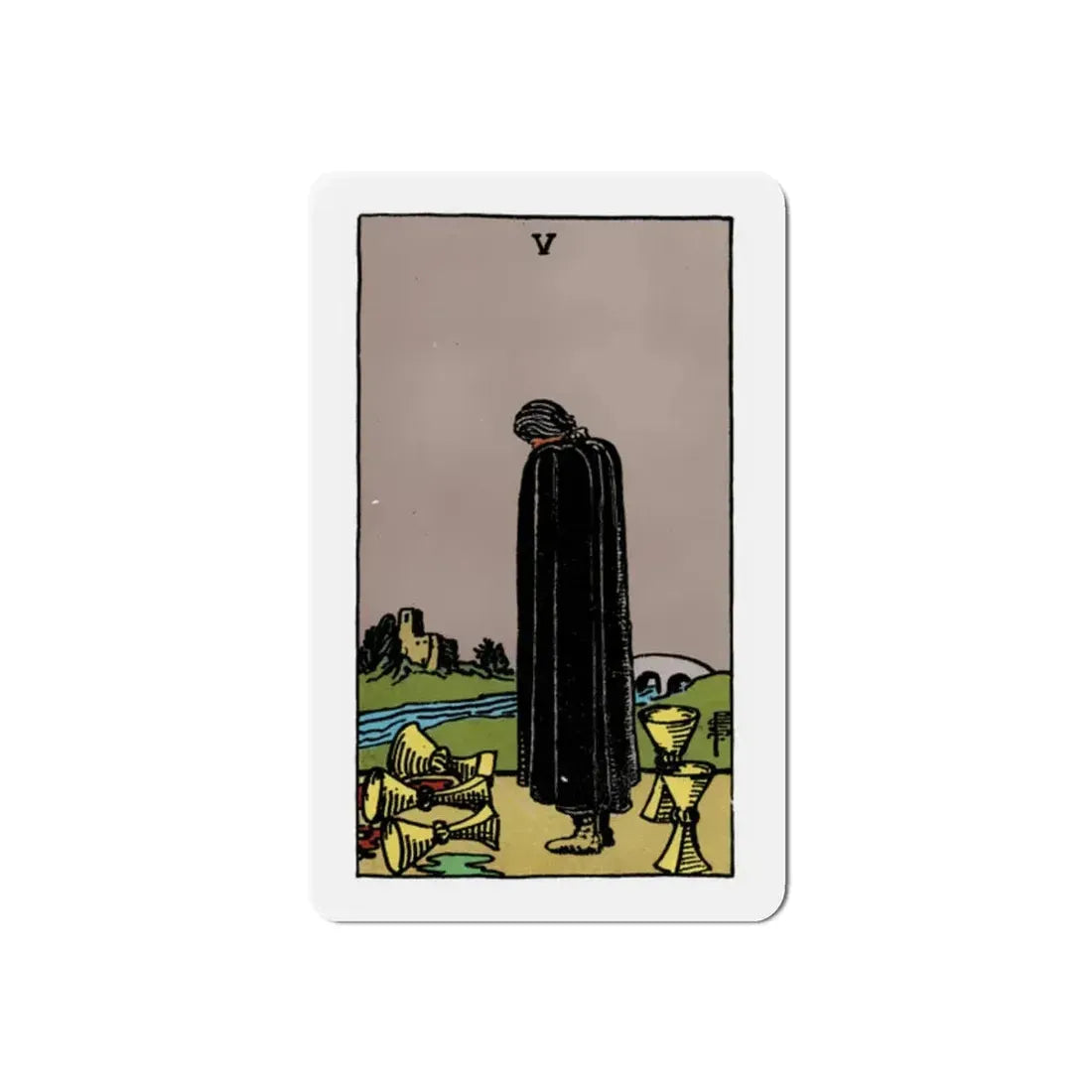 The 5 of Cups (Tarot Card) Refrigerator Magnet 2 Inch - The Sticker Space