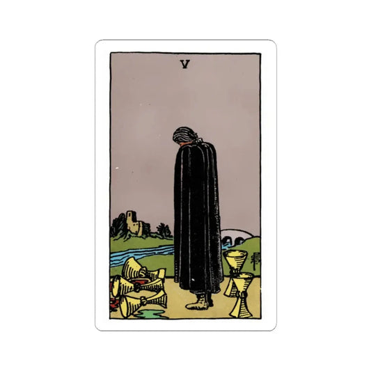 The 5 of Cups (Tarot Card) STICKER Vinyl Kiss-Cut Decal 2 Inch White - The Sticker Space