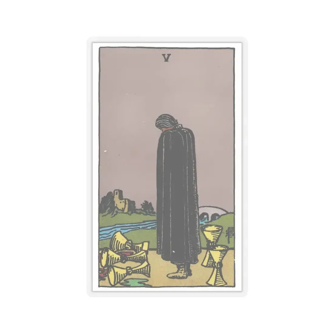 The 5 of Cups (Tarot Card) STICKER Vinyl Kiss-Cut Decal 4 Inch Transparent - The Sticker Space