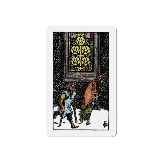 The 5 of Pentacles (Tarot Card) Refrigerator Magnet 2 Inch - The Sticker Space