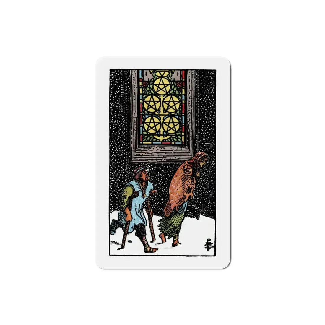 The 5 of Pentacles (Tarot Card) Refrigerator Magnet 3 Inch - The Sticker Space