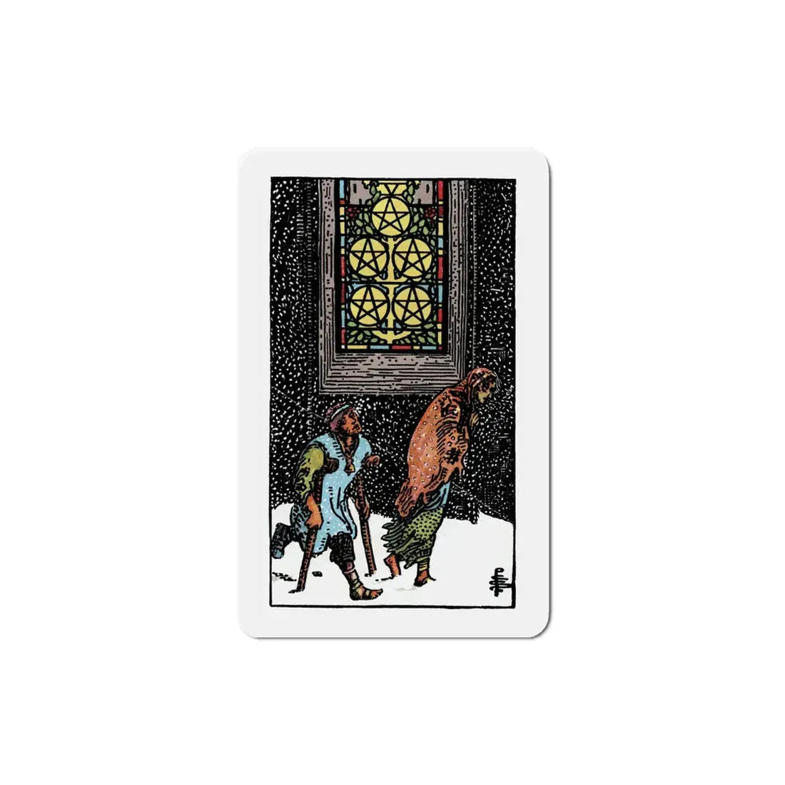 The 5 of Pentacles (Tarot Card) Refrigerator Magnet 6 Inch - The Sticker Space