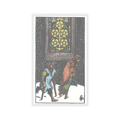 The 5 of Pentacles (Tarot Card) STICKER Vinyl Kiss-Cut Decal 2 Inch Transparent - The Sticker Space