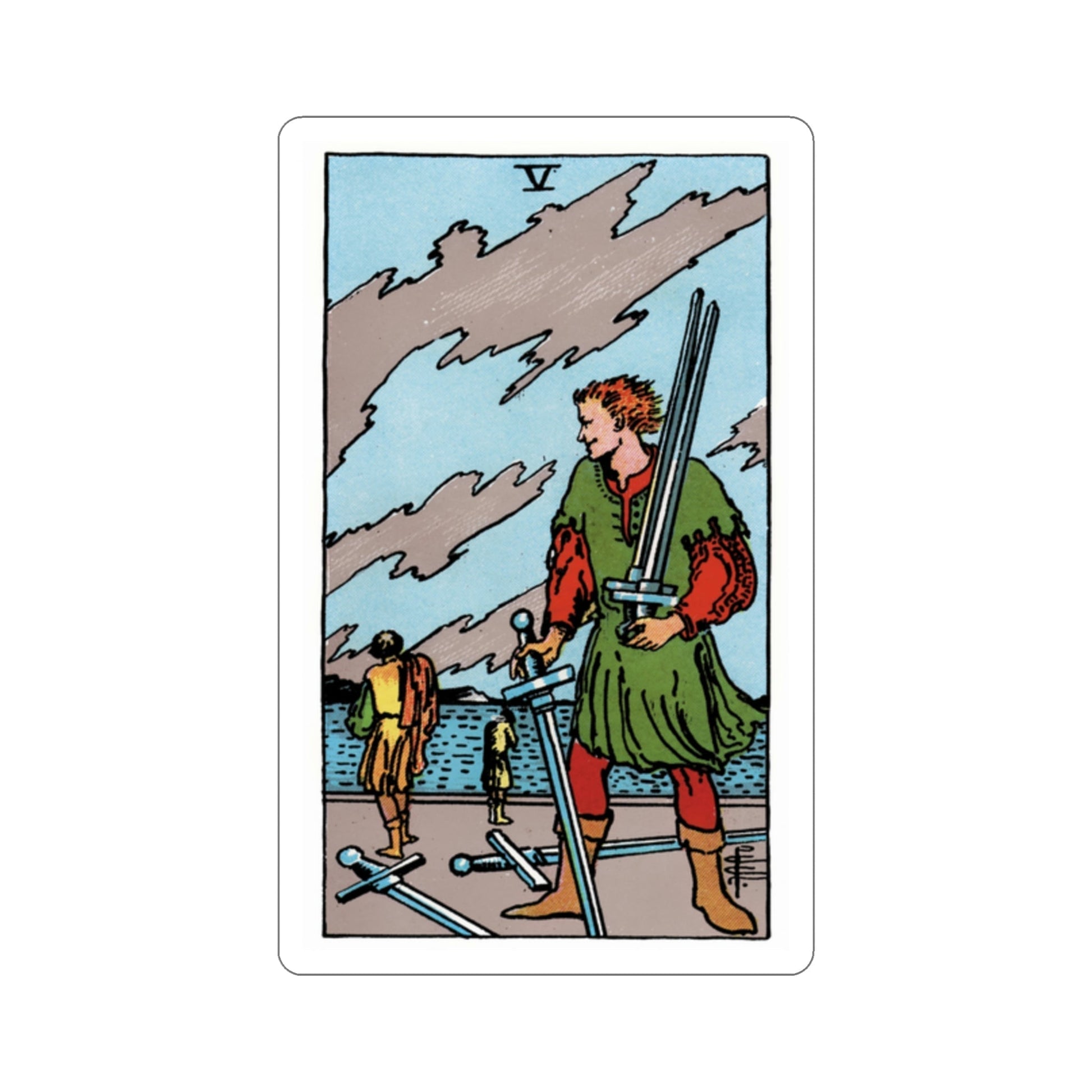 The 5 of Swords (Rider Waite Tarot Deck) STICKER Vinyl Die-Cut Decal-2 Inch-The Sticker Space