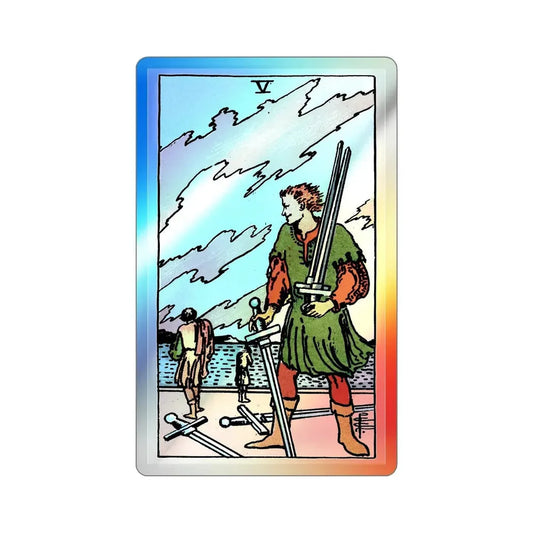 The 5 of Swords (Tarot Card) Holographic STICKER Die-Cut Vinyl Decal 6 Inch Holographic - The Sticker Space