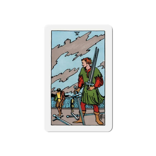 The 5 of Swords (Tarot Card) Refrigerator Magnet 2 Inch - The Sticker Space