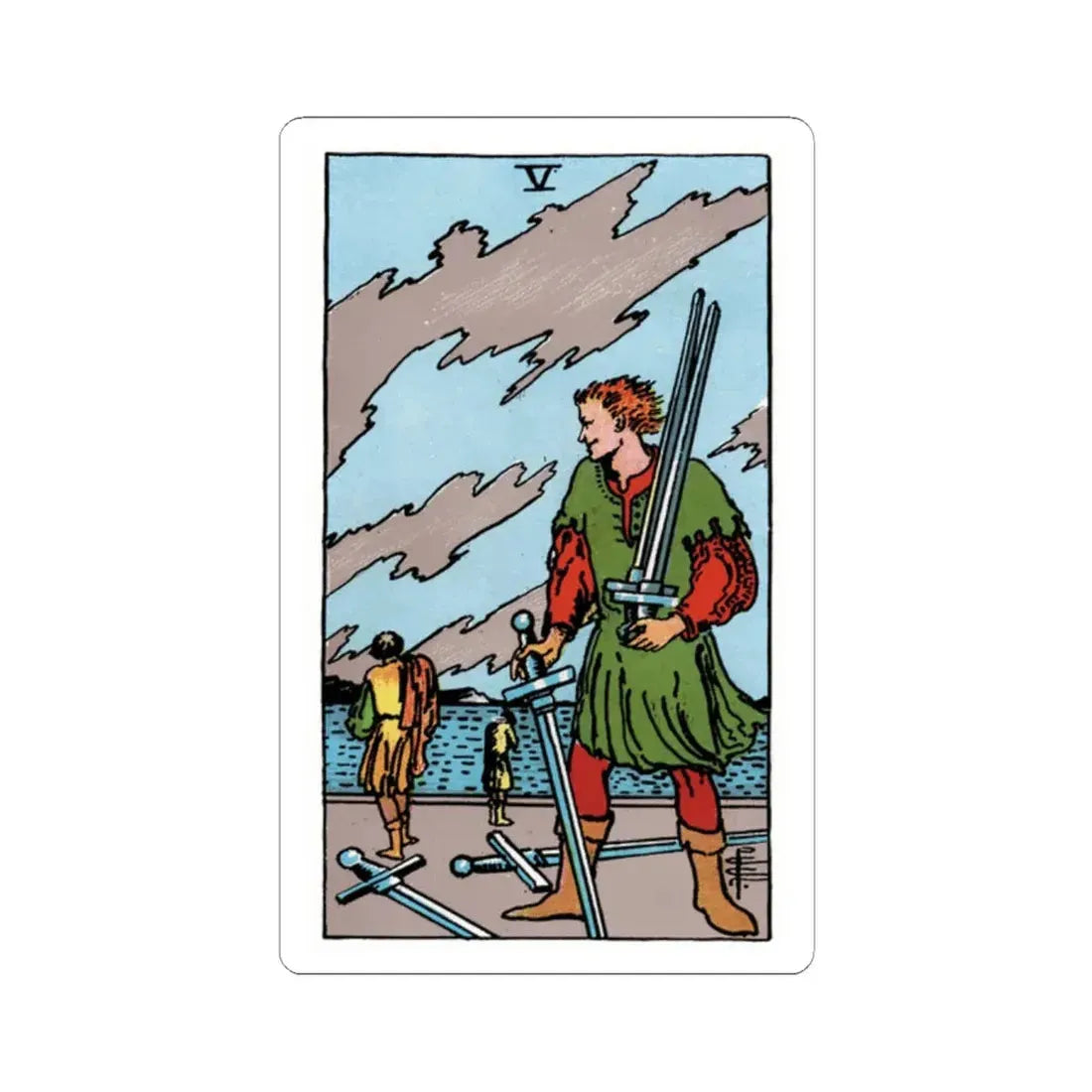 The 5 of Swords (Tarot Card) STICKER Vinyl Kiss-Cut Decal 2 Inch White - The Sticker Space