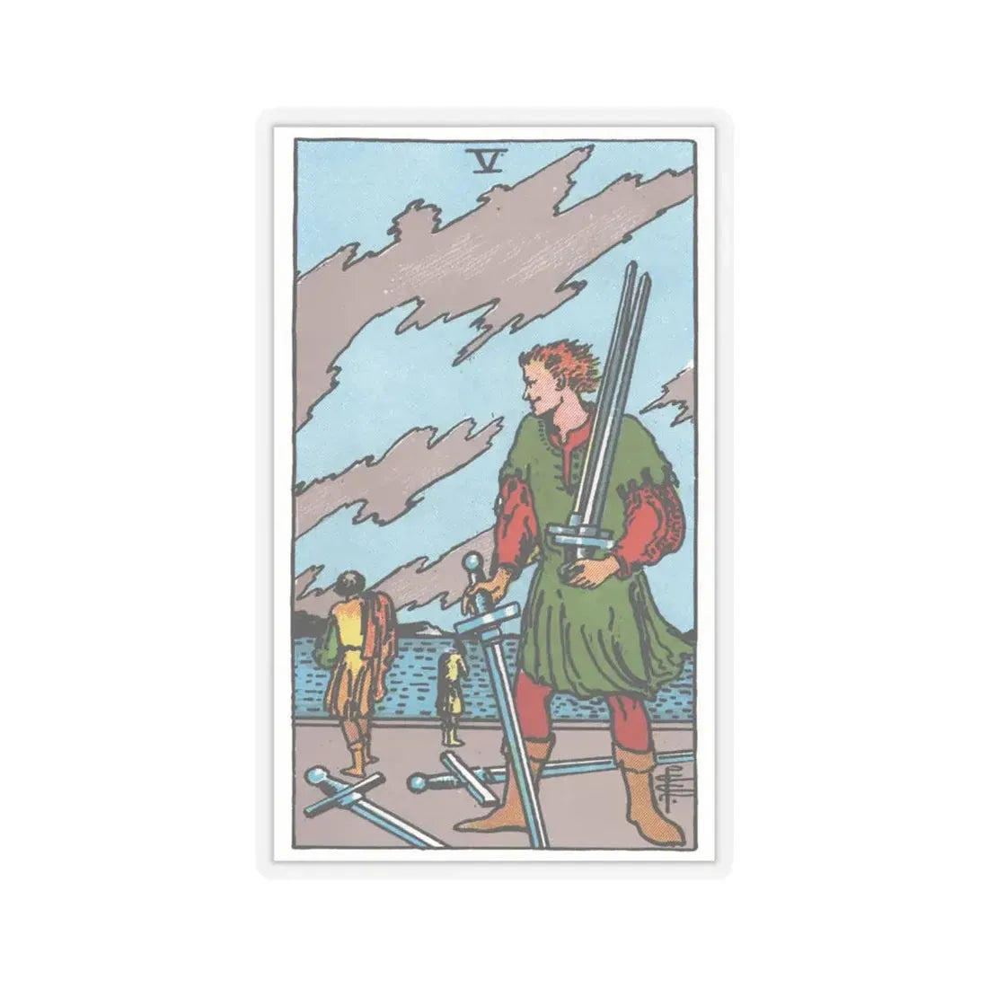 The 5 of Swords (Tarot Card) STICKER Vinyl Kiss-Cut Decal 4 Inch Transparent - The Sticker Space