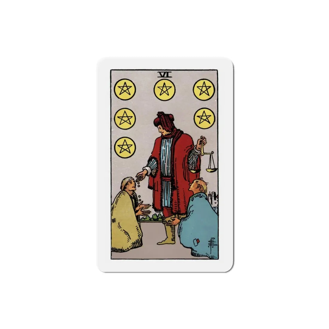The 6 of Pentacles (Tarot Card) Refrigerator Magnet 3 Inch - The Sticker Space