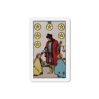 The 6 of Pentacles (Tarot Card) Refrigerator Magnet 3 Inch - The Sticker Space