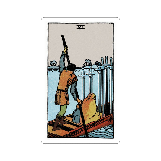 The 6 of Swords (Rider Waite Tarot Deck) STICKER Vinyl Die-Cut Decal-6 Inch-The Sticker Space