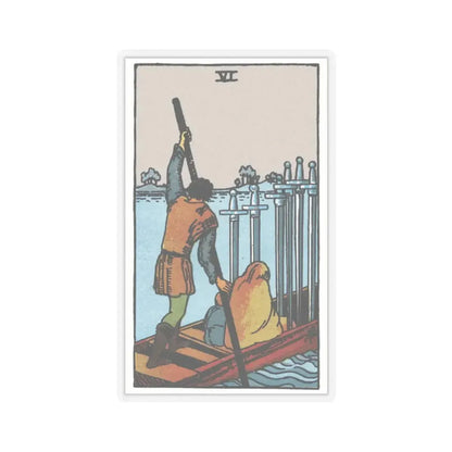 The 6 of Swords (Tarot Card) STICKER Vinyl Kiss-Cut Decal 2 Inch Transparent - The Sticker Space