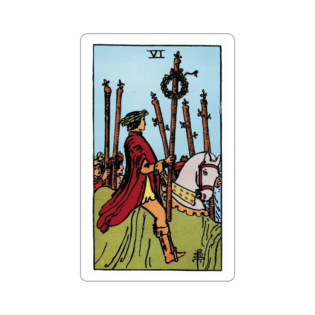 The 6 of Wands (Rider Waite Tarot Deck) STICKER Vinyl Die-Cut Decal 4 Inch - The Sticker Space