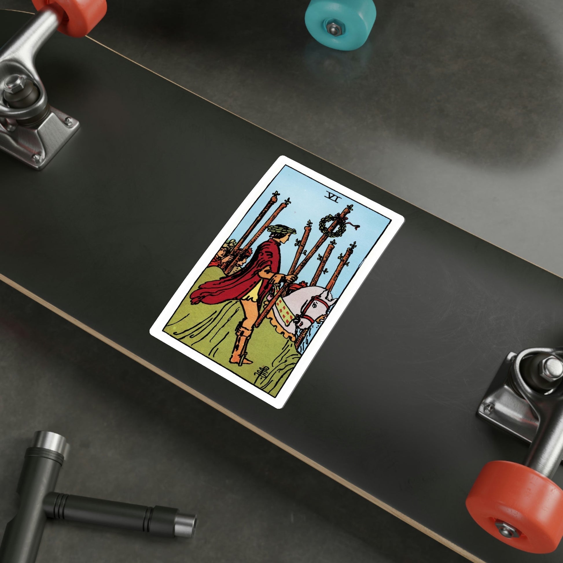 The 6 of Wands (Rider Waite Tarot Deck) STICKER Vinyl Die-Cut Decal-The Sticker Space