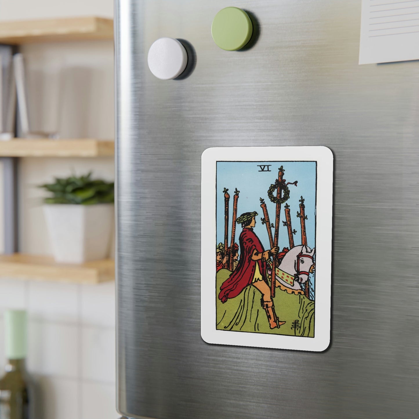 The 6 of Wands (Tarot Card) Die-Cut Magnet-The Sticker Space