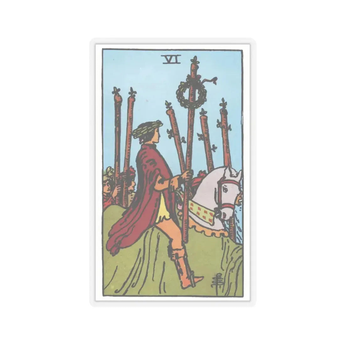The 6 of Wands (Tarot Card) STICKER Vinyl Kiss-Cut Decal 2 Inch Transparent - The Sticker Space