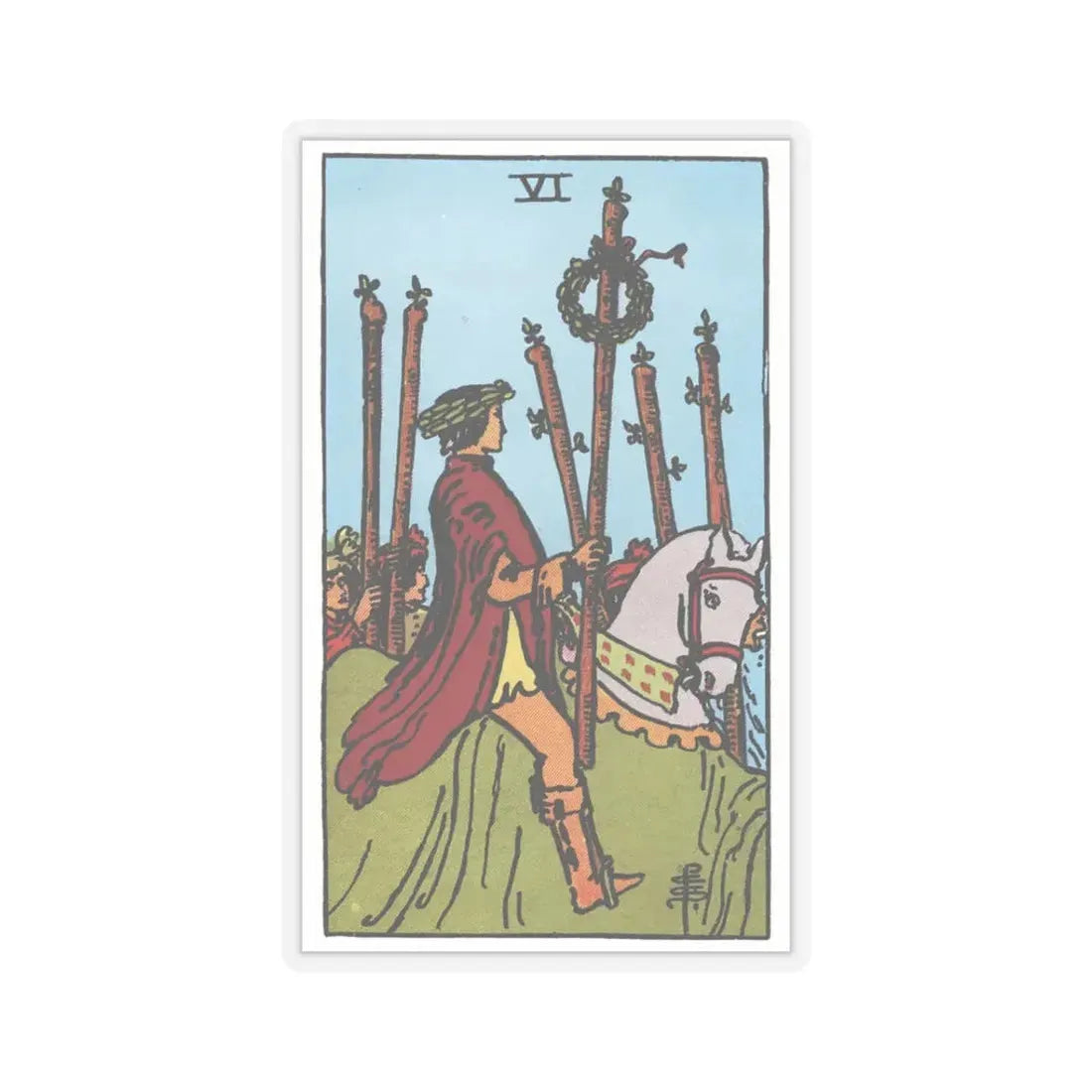 The 6 of Wands (Tarot Card) STICKER Vinyl Kiss-Cut Decal 3 Inch Transparent - The Sticker Space