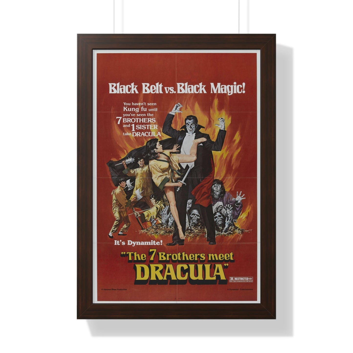 THE 7 BROTHERS MEET DRACULA 1974 - Framed Movie Poster-16″ x 24″-The Sticker Space