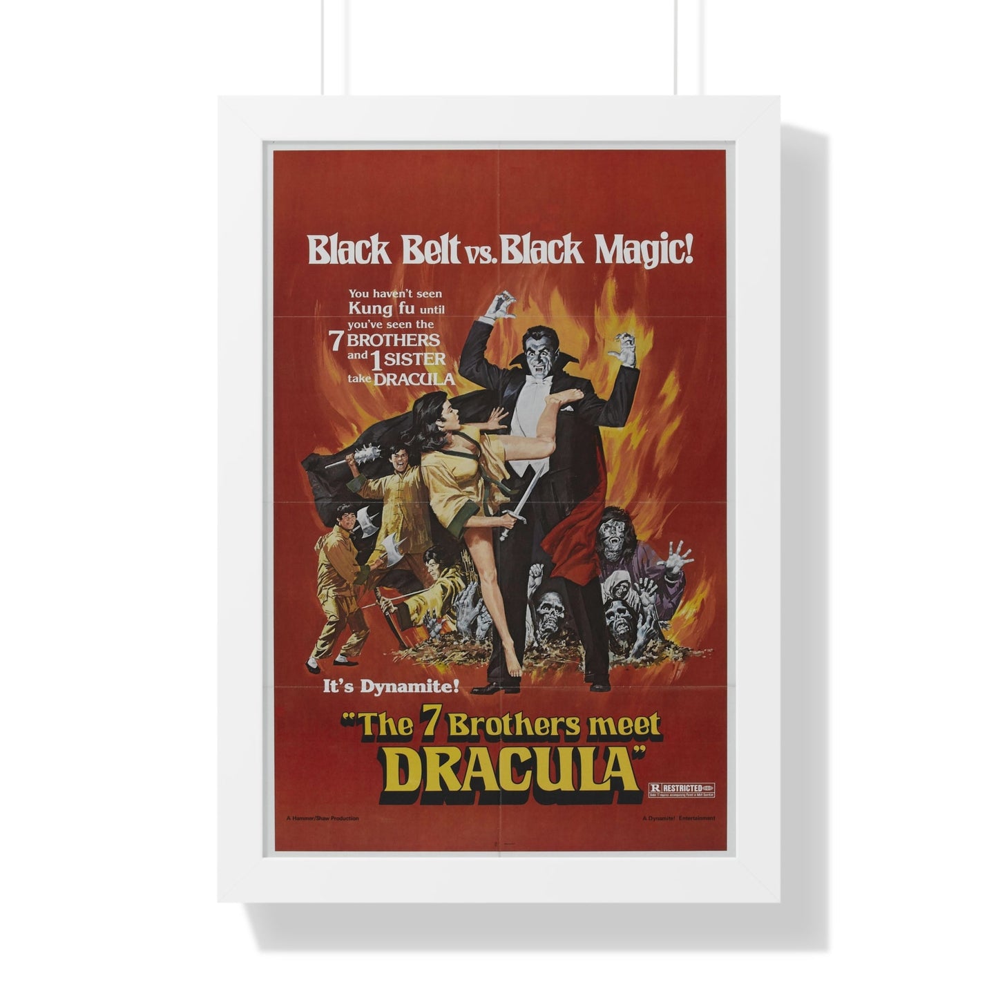 THE 7 BROTHERS MEET DRACULA 1974 - Framed Movie Poster-16″ x 24″-The Sticker Space