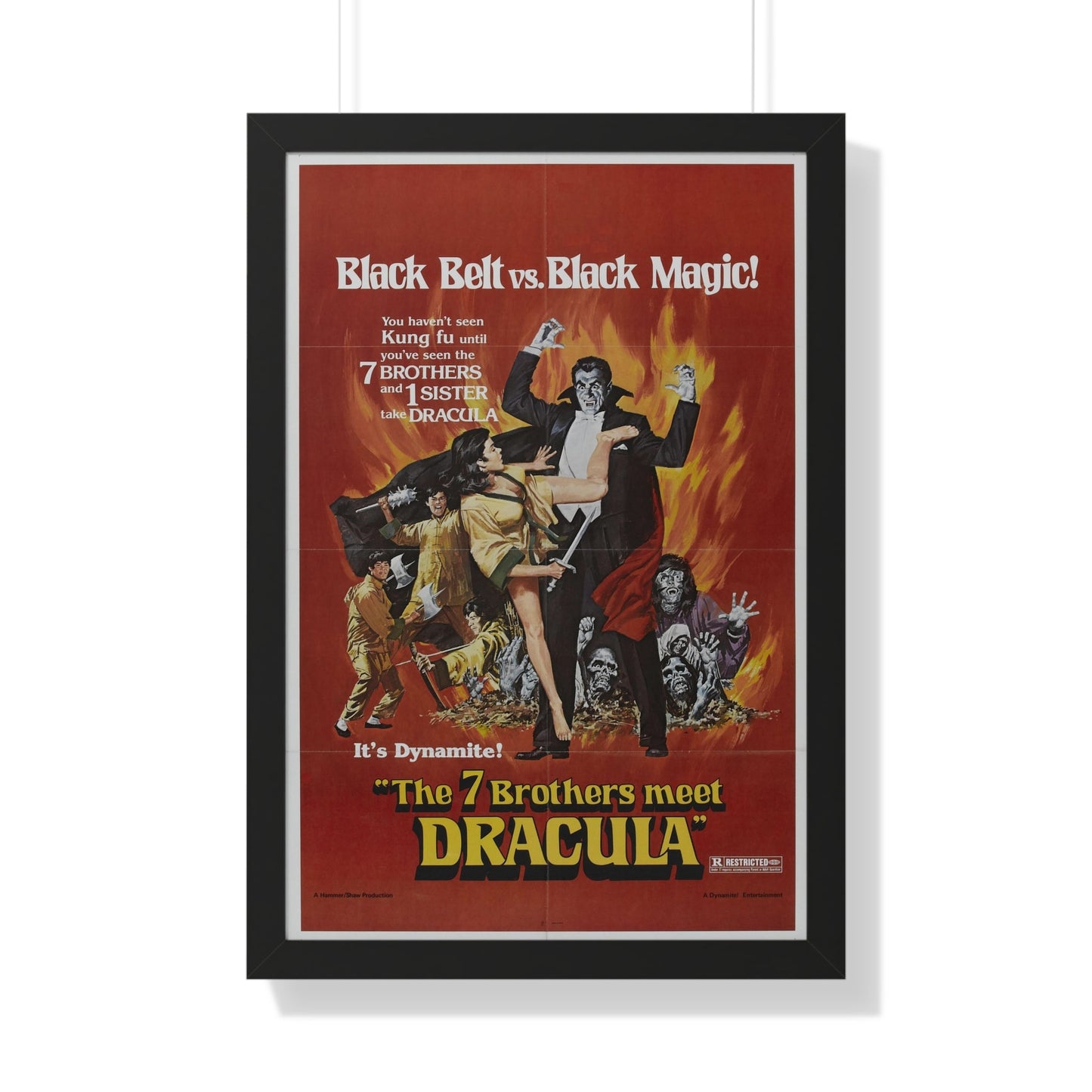 THE 7 BROTHERS MEET DRACULA 1974 - Framed Movie Poster-20" x 30"-The Sticker Space