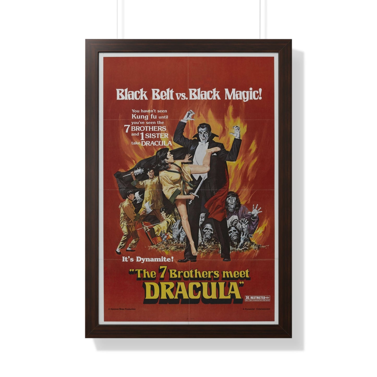 THE 7 BROTHERS MEET DRACULA 1974 - Framed Movie Poster-20" x 30"-The Sticker Space