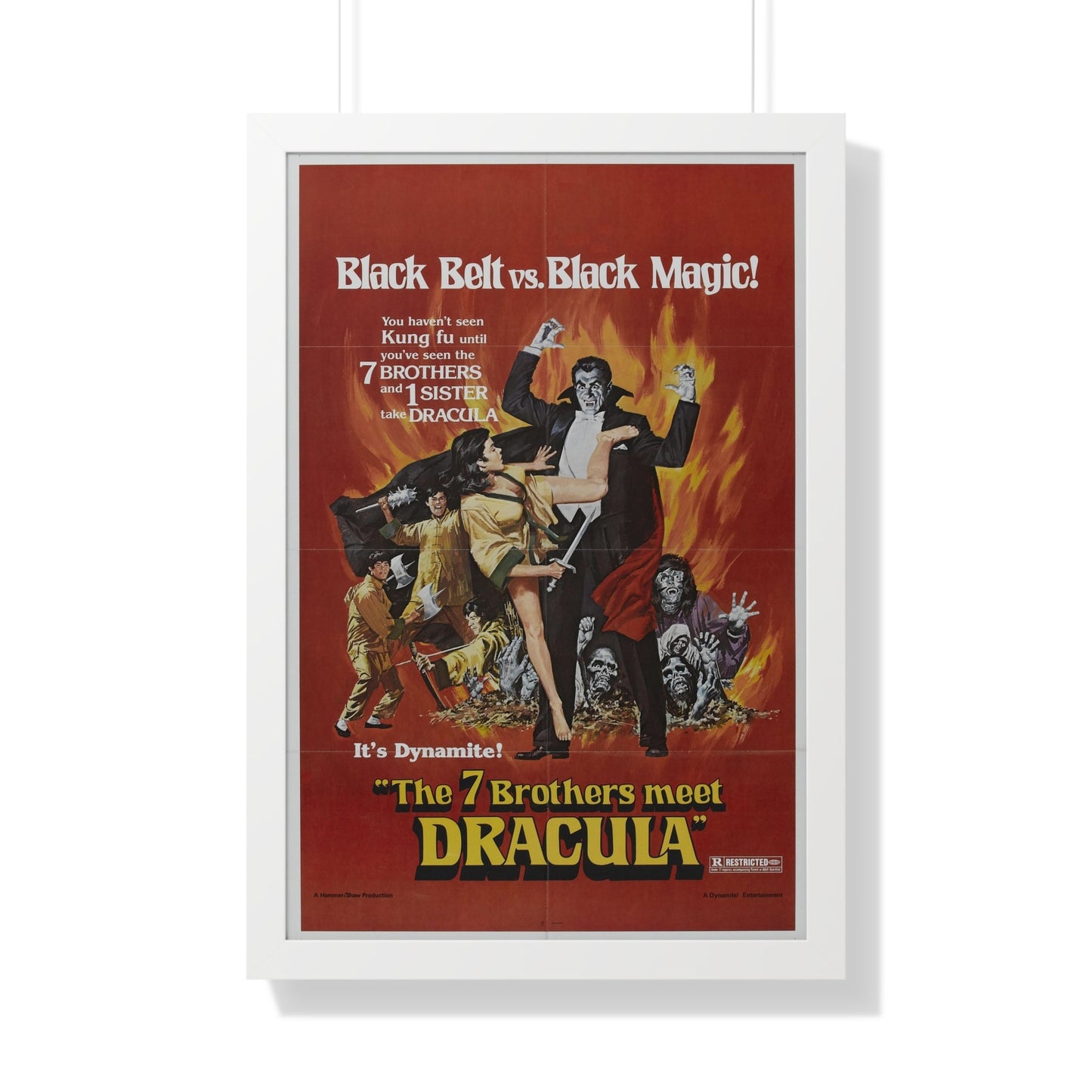 THE 7 BROTHERS MEET DRACULA 1974 - Framed Movie Poster-20" x 30"-The Sticker Space