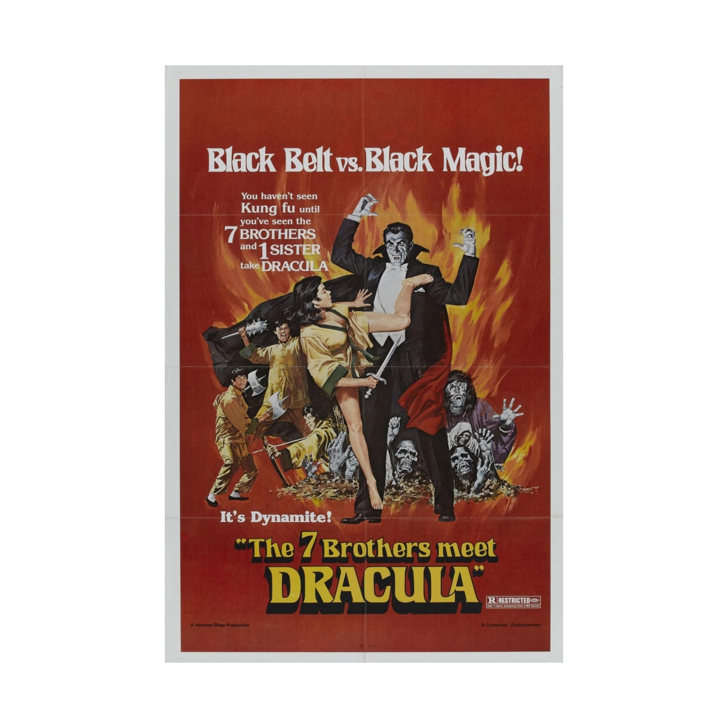 THE 7 BROTHERS MEET DRACULA 1974 - Paper Movie Poster-The Sticker Space