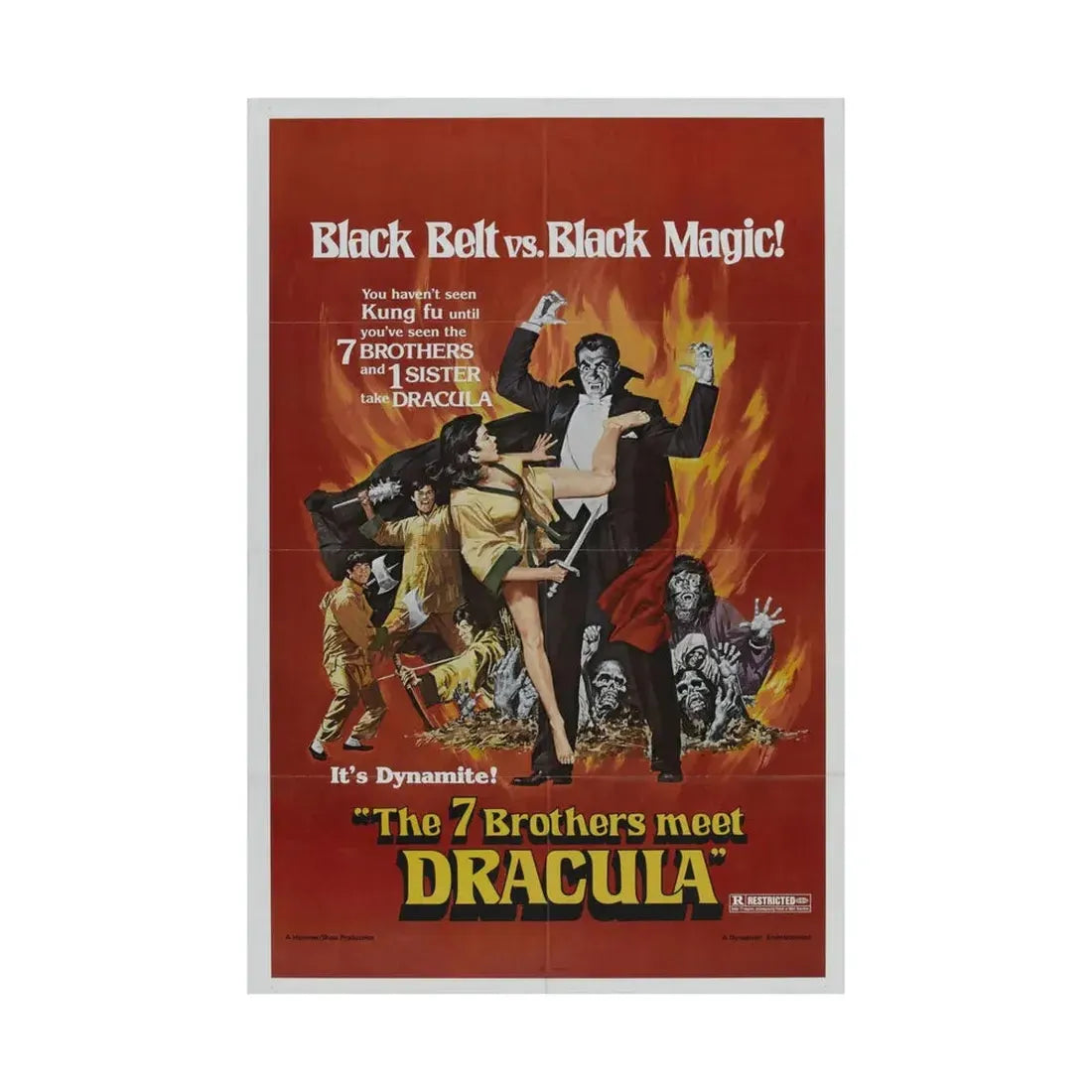 THE 7 BROTHERS MEET DRACULA 1974 - Paper Movie Poster - The Sticker Space