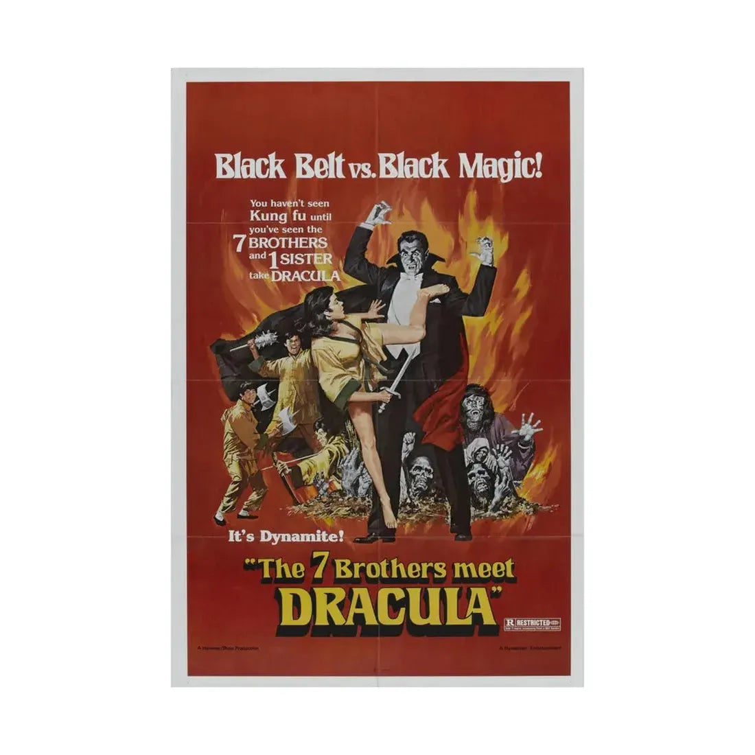 THE 7 BROTHERS MEET DRACULA 1974 - Paper Movie Poster - The Sticker Space
